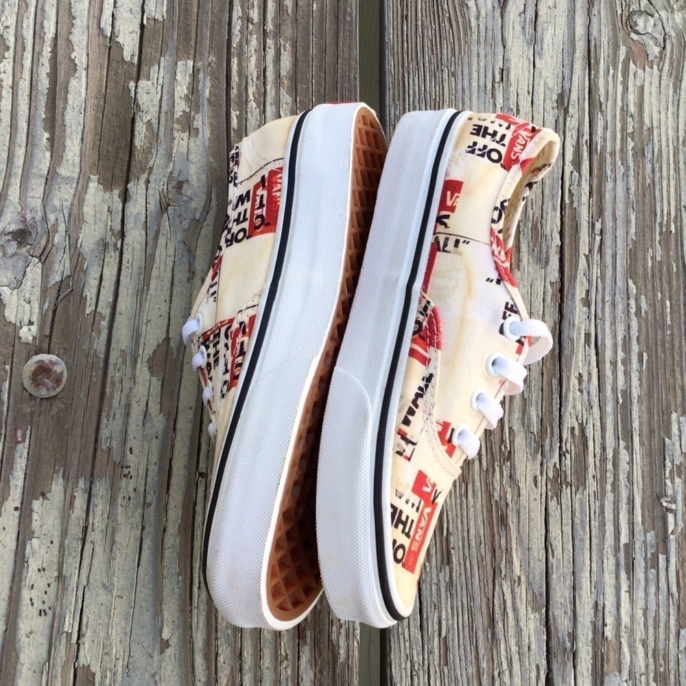 Vans Authentic Packing Tape Sneaker Classic Of The Wall Off White / Red … - Picture 2 of 8